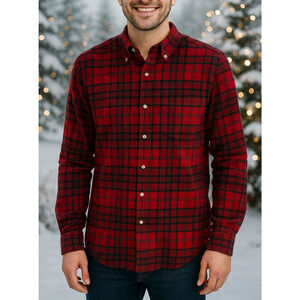 Pendleton Matheson Tartan Flannel Button Down Shirt Wool USA Red Plaid Large